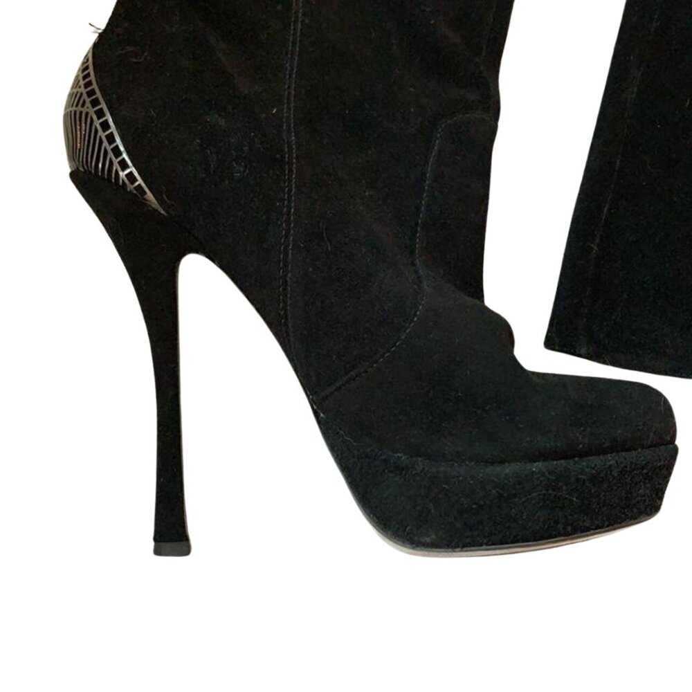 H by Halston Black Suede Over the knee boots Stiletto Platform Size 7.5 - Picture 6 of 6